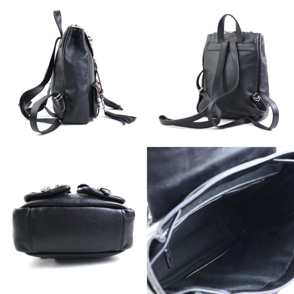 Saint Laurent Embellished Backpack Leather Metal Black Multicolor Silver - Picture 2 of 5